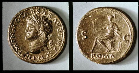Münze mit Nero (Metall)